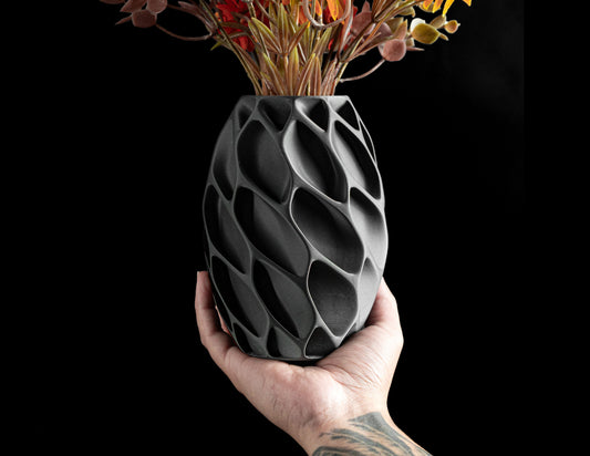 flower vase, scandinavian tabletop statement, fractal design, dried stems accent