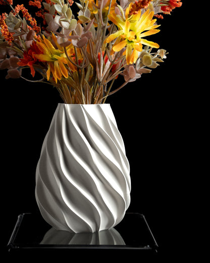 Twisted Vase, Contemporary Table Decor, Elegant Floral Holder, Workspace Mantelpiece