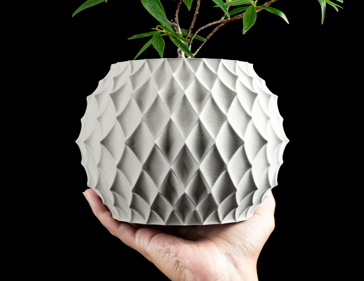 Planter Pot, Diamond Geometric Succulent Indoor Workspace Scandinavian Inspired Deco