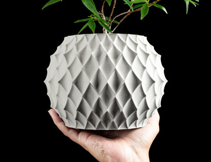 Planter Pot, Diamond Geometric Succulent Indoor Workspace Scandinavian Inspired Deco