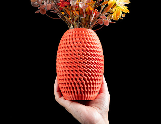 Modern Vase, Geometric Ribbed Minimalist Tabletop Flower Holder, Japandi-style Accent