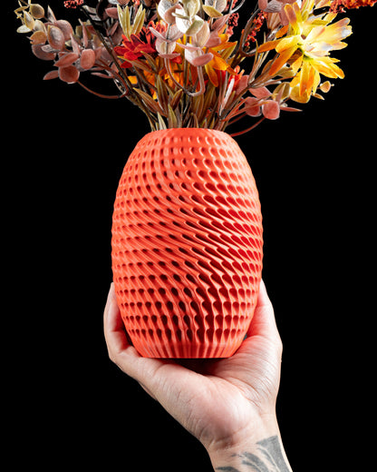 Modern Vase, Geometric Ribbed Minimalist Tabletop Flower Holder, Japandi-style Accent