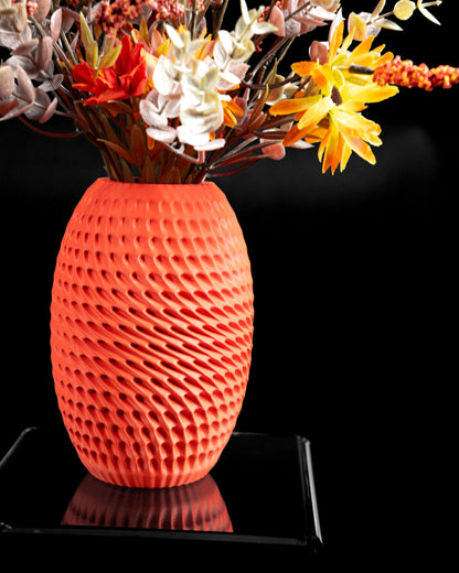 Modern Vase, Geometric Ribbed Minimalist Tabletop Flower Holder, Japandi-style Accent