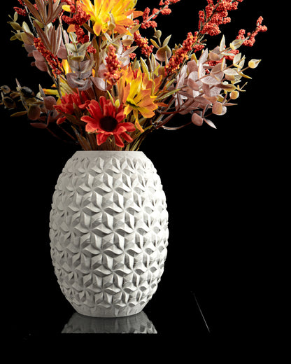 Vase, Sculptural Tabletop Accent, Matte Ceramic Look, Japandi Minimalist Decorative