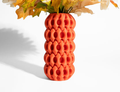 Contemporary Vase, Tabletop Ripple Vessel, Office Floral Holder, Japandi Midnight