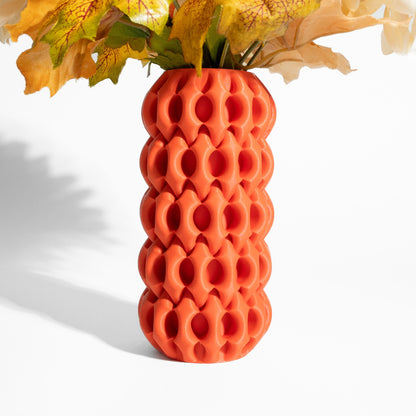 Contemporary Vase, Tabletop Ripple Vessel, Office Floral Holder, Japandi Midnight