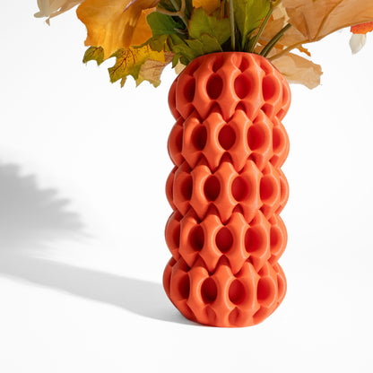 Contemporary Vase, Tabletop Ripple Vessel, Office Floral Holder, Japandi Midnight