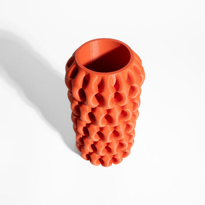 Contemporary Vase, Tabletop Ripple Vessel, Office Floral Holder, Japandi Midnight