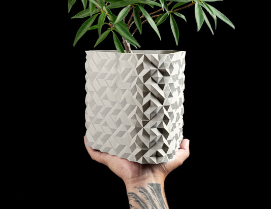 planter pot, cobblestone succulent holder, indoor herb container, minimalist sculptural