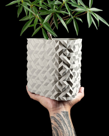 planter pot, cobblestone succulent holder, indoor herb container, minimalist sculptural