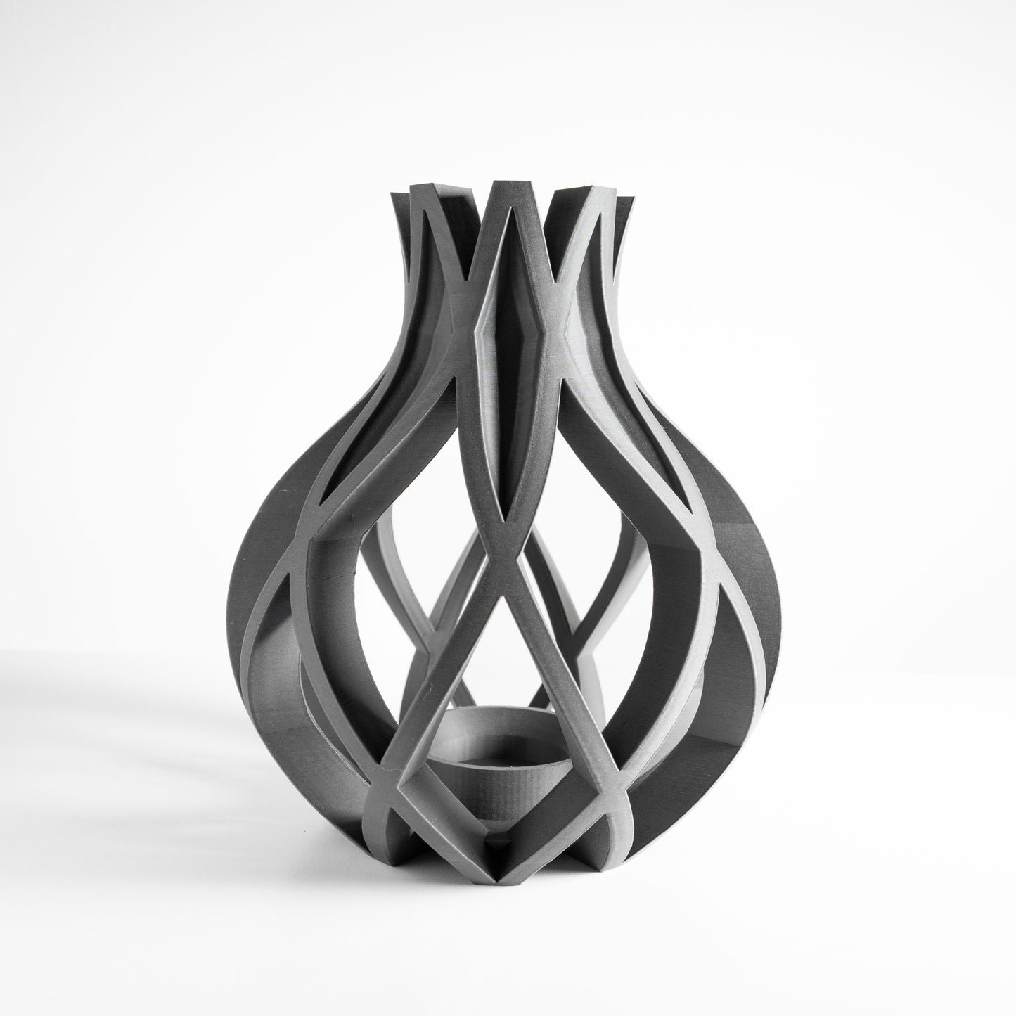 Flower Vase, Textured Ribbed Vessel, Contemporary Minimalist Desk Organizer Slate