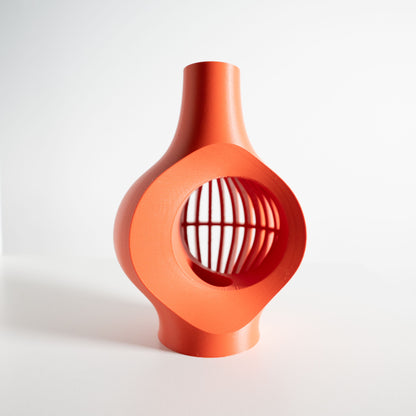 Flower Vase, Ribbed Botanical Holder, Mantelpiece Accent, Dried Plants Decoration