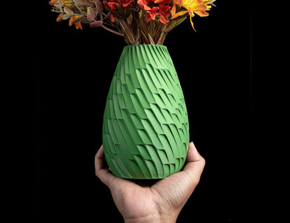 Modern Vase, Decorative Ripple Minimalist Tabletop Flower Holder Contemporary Elegance