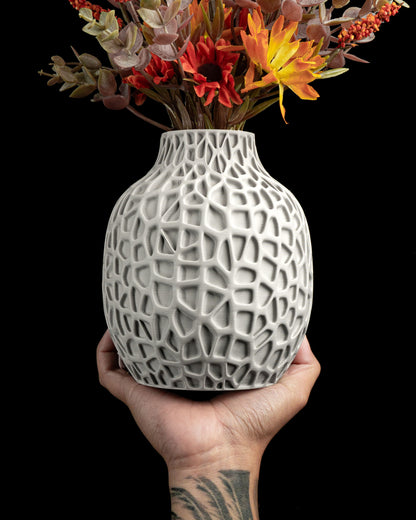 Modern Vase, Geometric Ripple Texture, Tabletop Flower Holder, Contemporary Accent