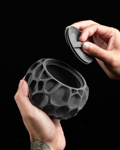 Lidded Jar, Geometric Stash Container, Minimalist Countertop Organizer, Vanity Catchall