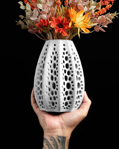 Japandi Style Seashell Vase, Original Sculptural Table Vessel, Artistic Contemporary Desktop Accent, Geometric Decor