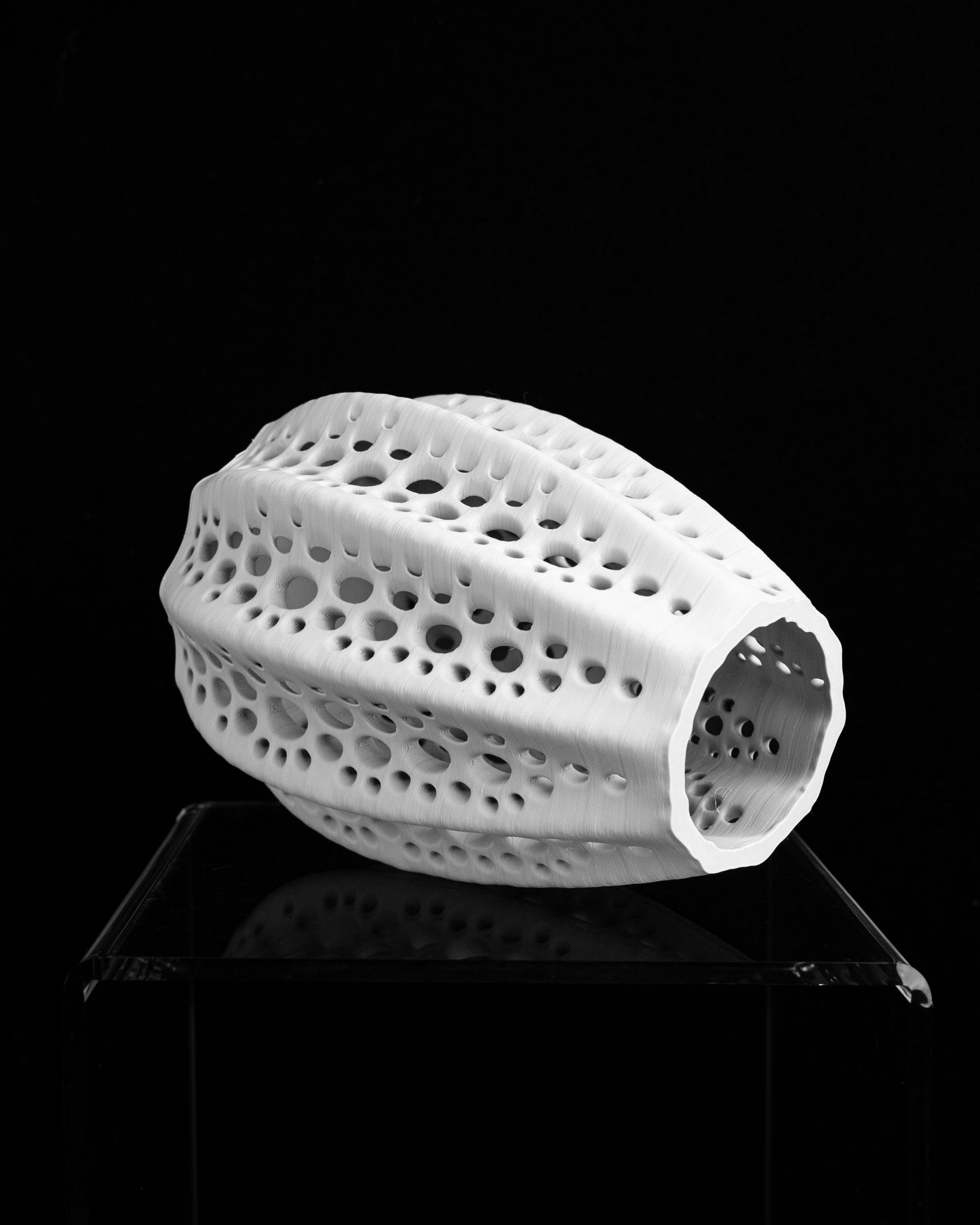 Japandi Style Seashell Vase, Original Sculptural Table Vessel, Artistic Contemporary Desktop Accent, Geometric Decor