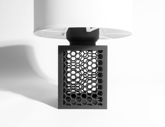 Japandi Style Table Lamp, Minimalist Geometric Nightstand Light, Ambient LED Space Accent, Modern Sculptural