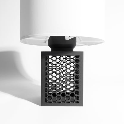 Japandi Style Table Lamp, Minimalist Geometric Nightstand Light, Ambient LED Space Accent, Modern Sculptural
