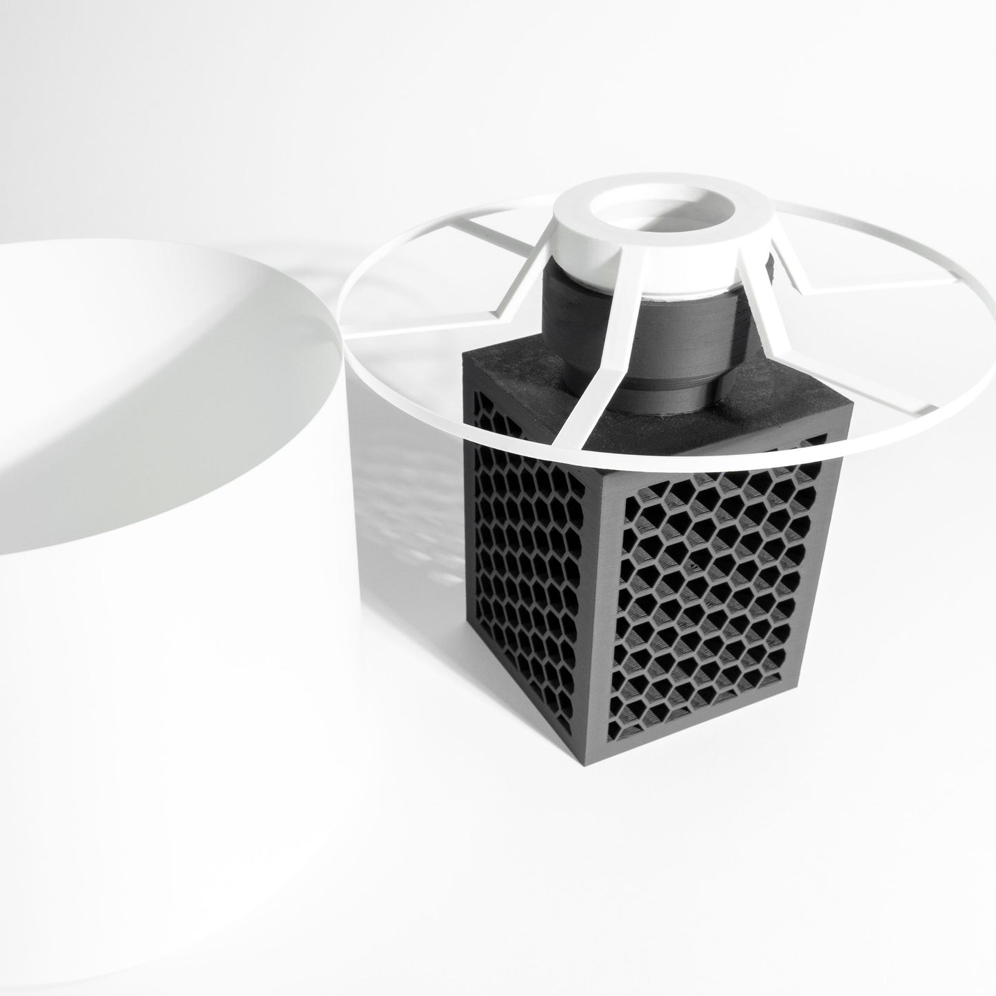 Japandi Style Table Lamp, Minimalist Geometric Nightstand Light, Ambient LED Space Accent, Modern Sculptural