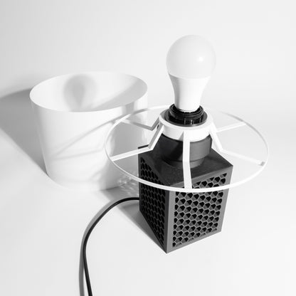 Japandi Style Table Lamp, Minimalist Geometric Nightstand Light, Ambient LED Space Accent, Modern Sculptural