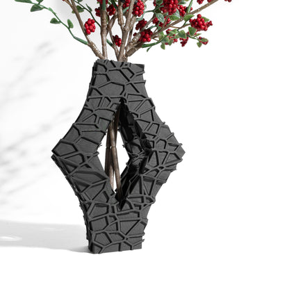 Curved Ceramic-Look Vase, Flower Holder, Decorative Table Accent Collectible, Atrisan Home Organic Contour