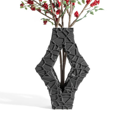 Curved Ceramic-Look Vase, Flower Holder, Decorative Table Accent Collectible, Atrisan Home Organic Contour