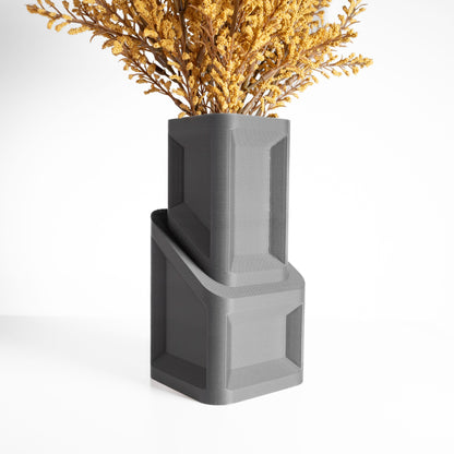 Unique Tower Vase, Sculptural Minimalist Flower Holder, Shelf Decor, Bouquet Arrangement, Narrow Neck