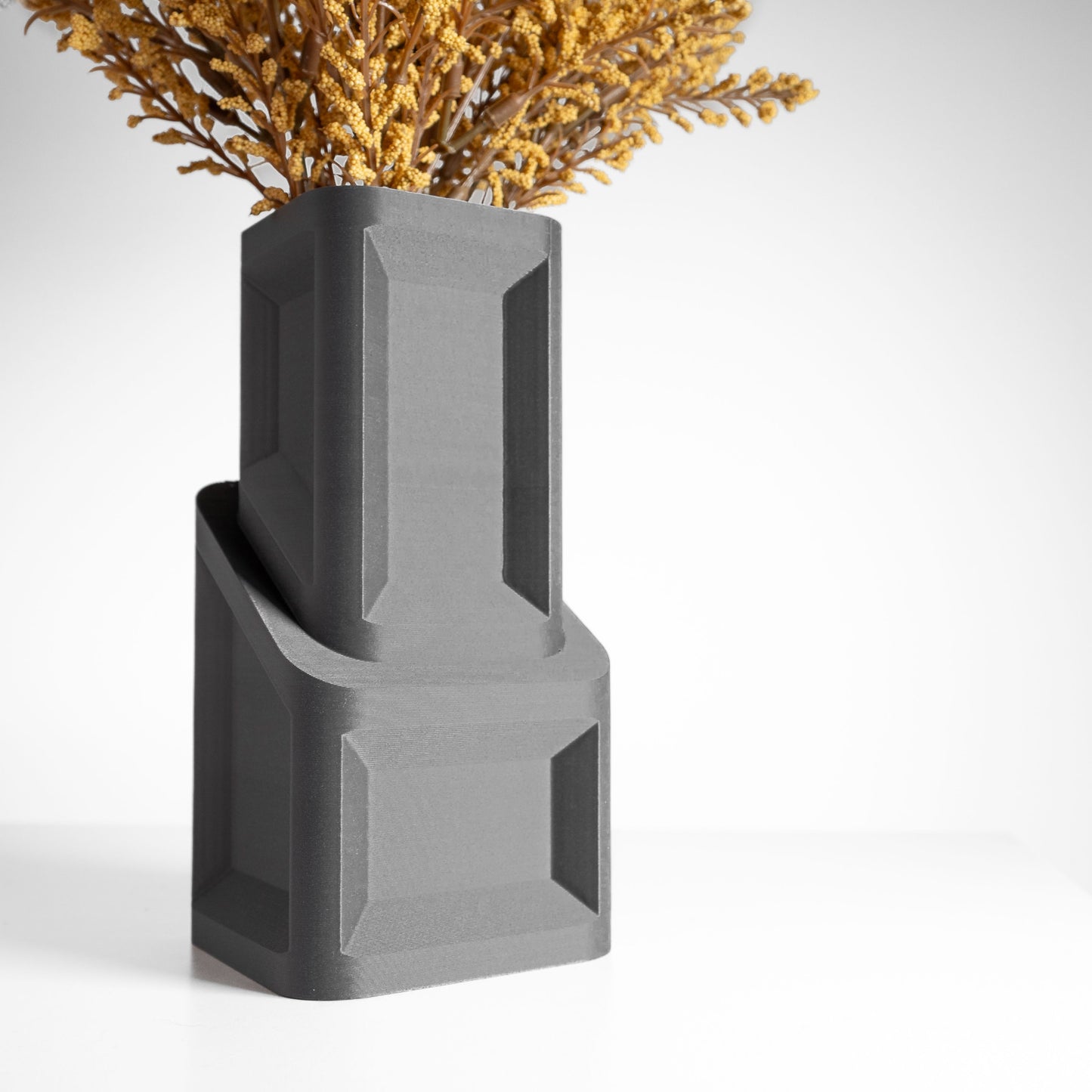 Unique Tower Vase, Sculptural Minimalist Flower Holder, Shelf Decor, Bouquet Arrangement, Narrow Neck