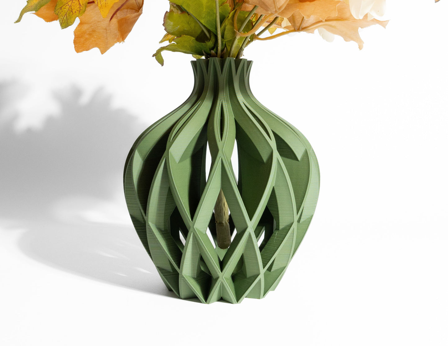 Stylish Artistic Vase, Contemporary Ripple Tabletop Flower Holder, Decorative StoneLookFinish Accent, Nordic Style, Geometric