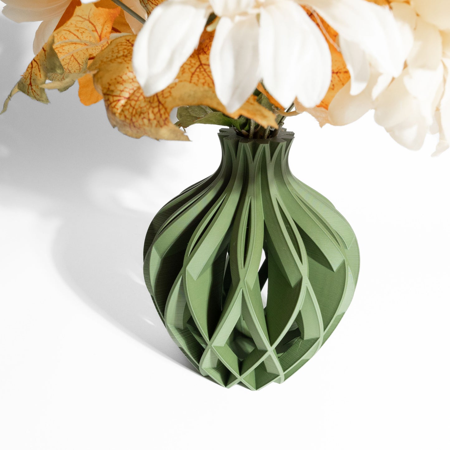 Stylish Artistic Vase, Contemporary Ripple Tabletop Flower Holder, Decorative StoneLookFinish Accent, Nordic Style, Geometric