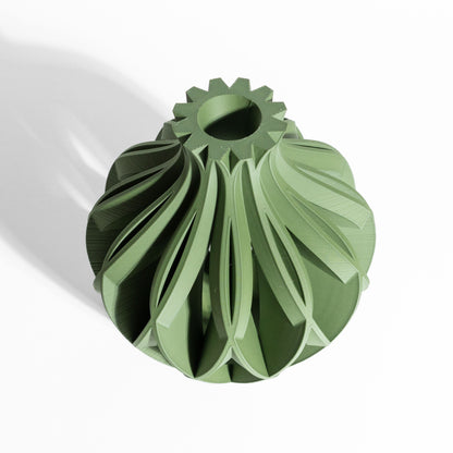 Stylish Artistic Vase, Contemporary Ripple Tabletop Flower Holder, Decorative StoneLookFinish Accent, Nordic Style, Geometric