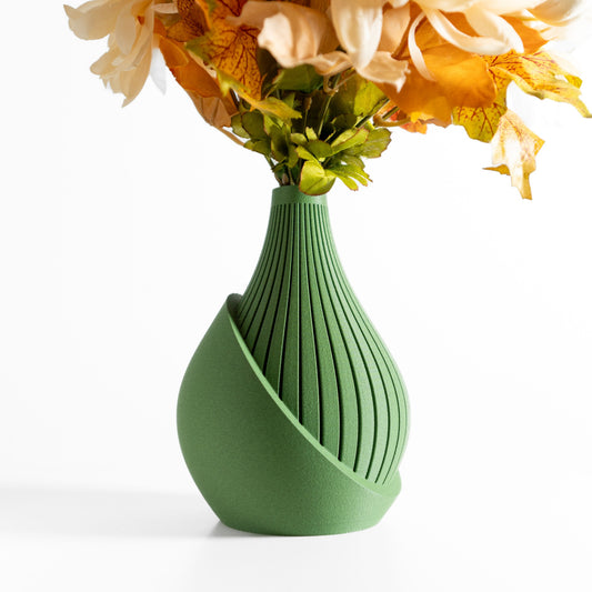 Modern Vase, Architectural Tabletop Accent, Organic Ripple Contour, Elegant Vessel