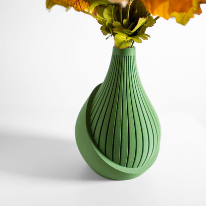 Modern Vase, Architectural Tabletop Accent, Organic Ripple Contour, Elegant Vessel