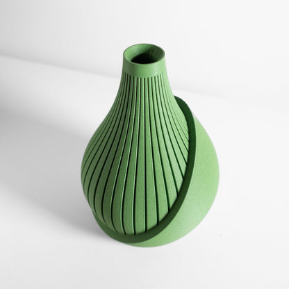 Modern Vase, Architectural Tabletop Accent, Organic Ripple Contour, Elegant Vessel