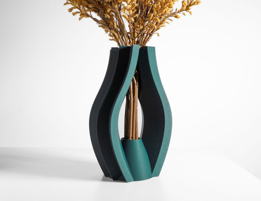 tabletop vase, contemporary ripple sculpture, minimalist flower holder, elegant accent