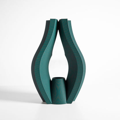 tabletop vase, contemporary ripple sculpture, minimalist flower holder, elegant accent