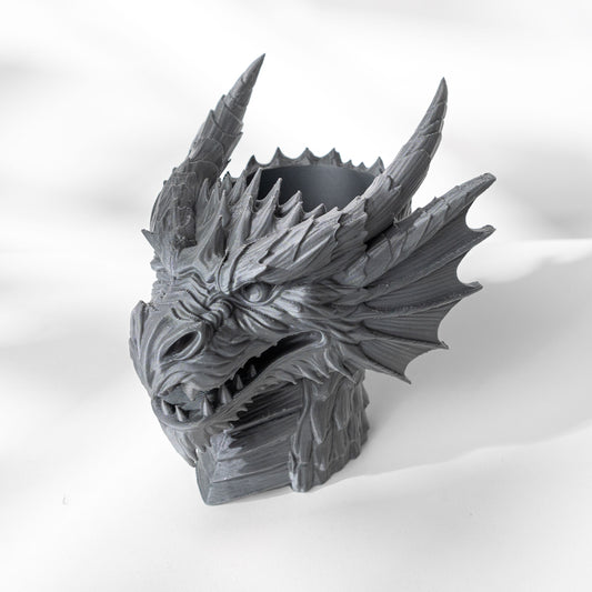 Planter Pot, Sculptural Dragon Statement, Art Deco Contemporary Workspace Accent