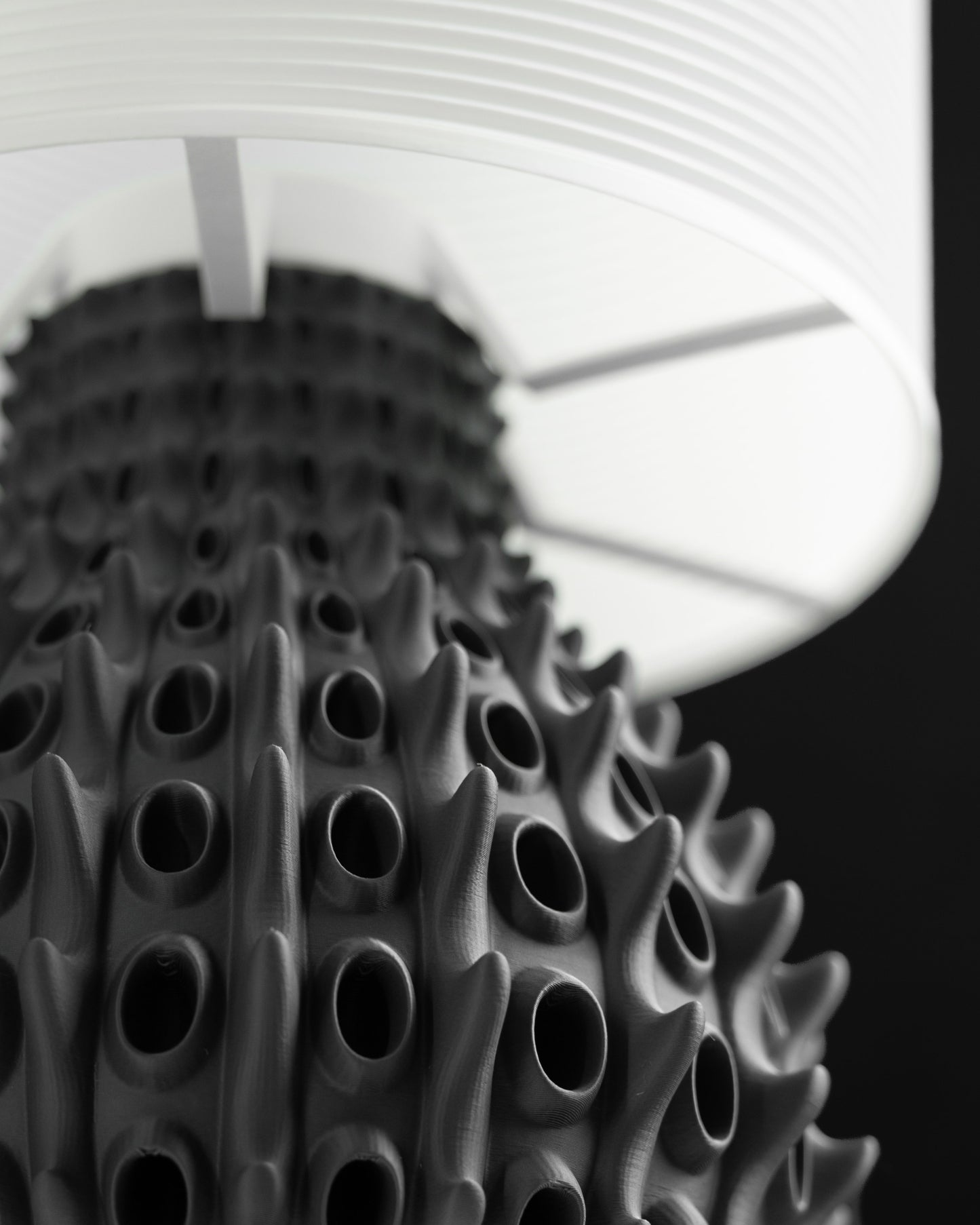 Table Lamp Fractal, Bedside Nightstand Illuminated, Geometric Workspace Accent Japandi