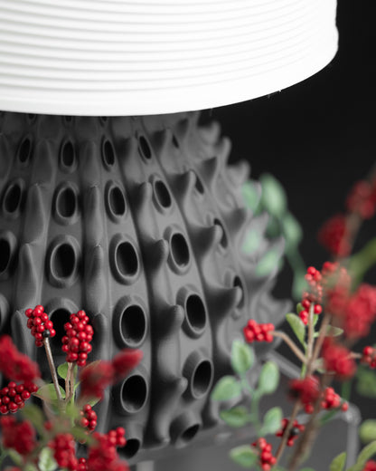 Table Lamp Fractal, Bedside Nightstand Illuminated, Geometric Workspace Accent Japandi