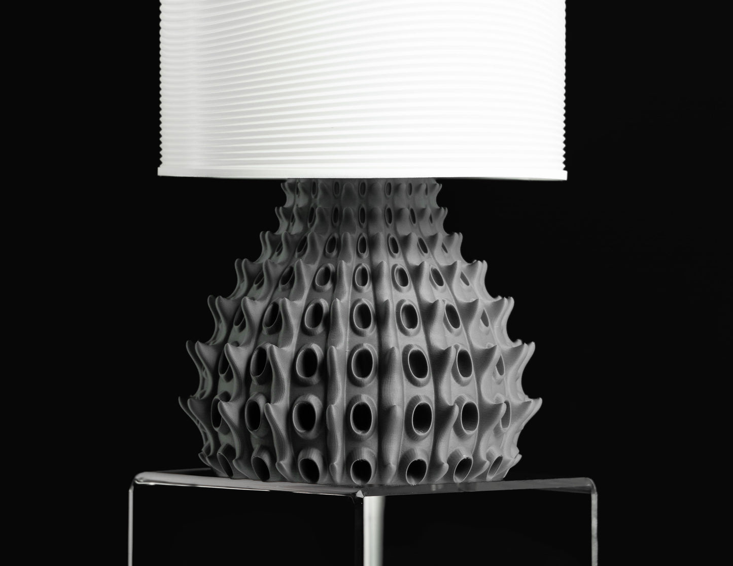 Table Lamp Fractal, Bedside Nightstand Illuminated, Geometric Workspace Accent Japandi