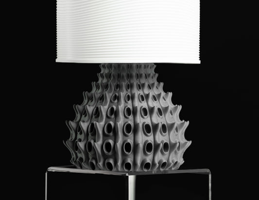 Table Lamp Fractal, Bedside Nightstand Illuminated, Geometric Workspace Accent Japandi