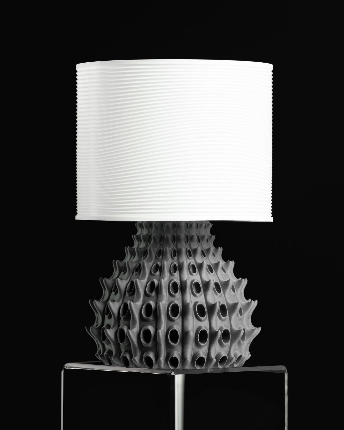 Table Lamp Fractal, Bedside Nightstand Illuminated, Geometric Workspace Accent Japandi