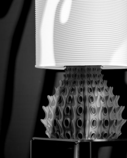 Table Lamp Fractal, Bedside Nightstand Illuminated, Geometric Workspace Accent Japandi