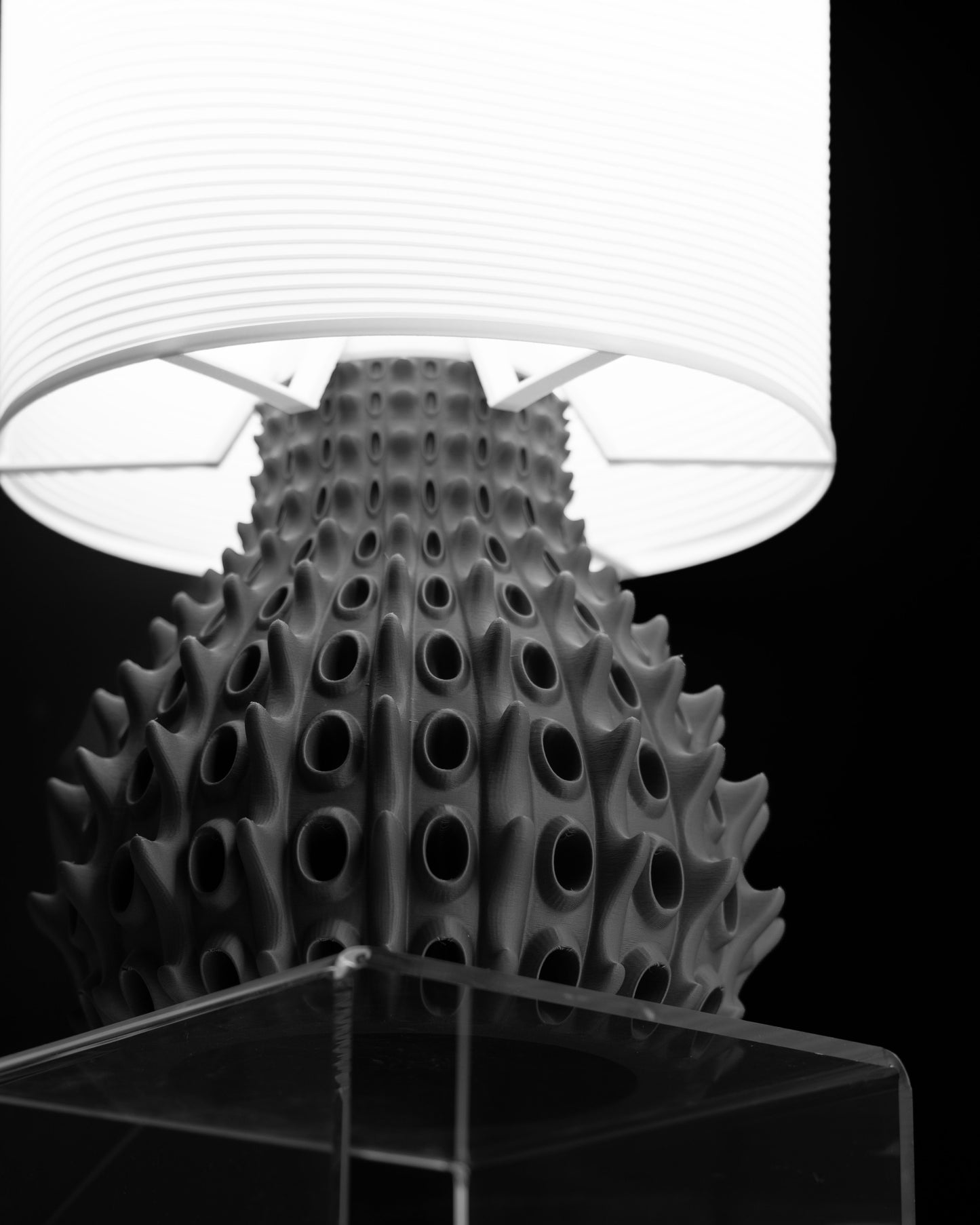 Table Lamp Fractal, Bedside Nightstand Illuminated, Geometric Workspace Accent Japandi