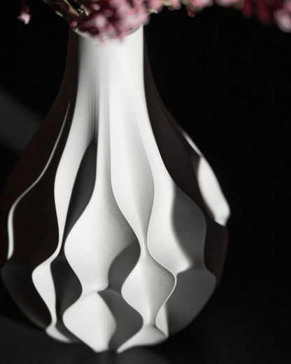 Geometric Vase, Textured Tabletop Flower Holder, Nordic Decorative Accent, Art Deco Sculpture