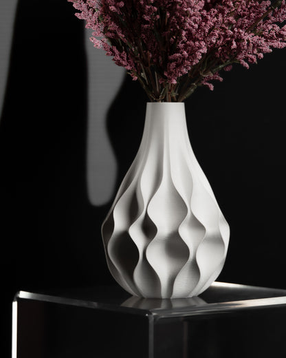 Geometric Vase, Textured Tabletop Flower Holder, Nordic Decorative Accent, Art Deco Sculpture