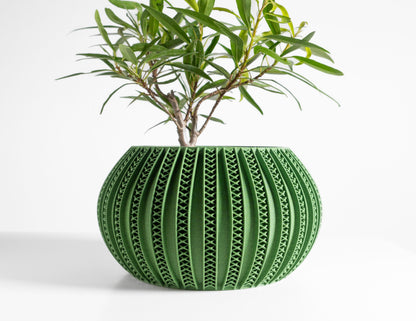 Planter Pot, Geometric Contemporary Desktop Herb Container, Office Accent PureWhite