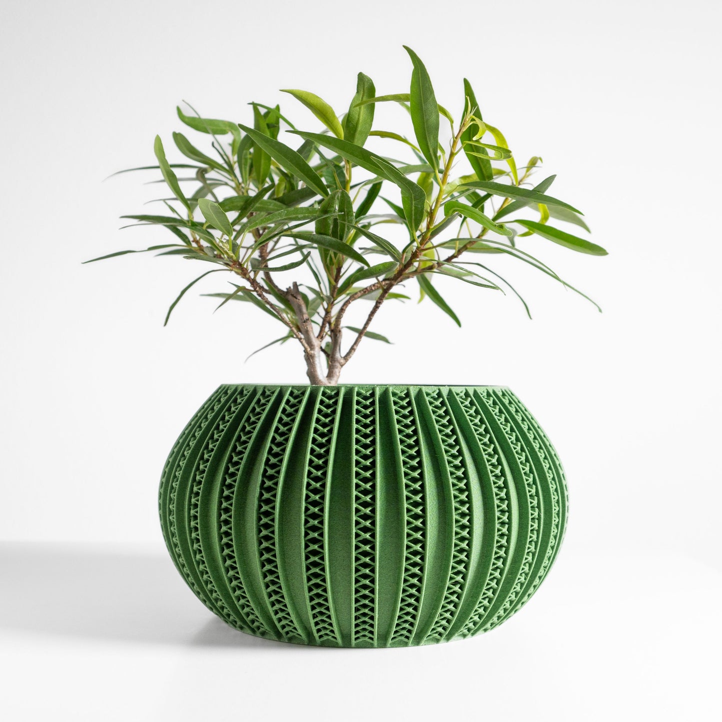 Planter Pot, Geometric Contemporary Desktop Herb Container, Office Accent PureWhite