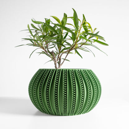 Planter Pot, Geometric Contemporary Desktop Herb Container, Office Accent PureWhite